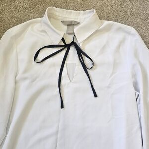 H&M White Blouse with Black Tie Detail